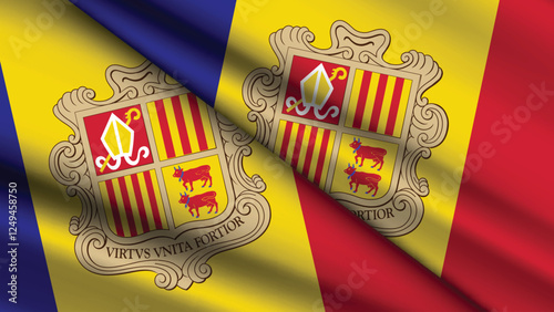 National Background of ANDORRA Featuring Two Wavy Flags