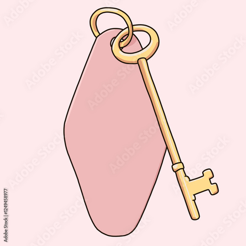 Vintage Key with Pink Keychain