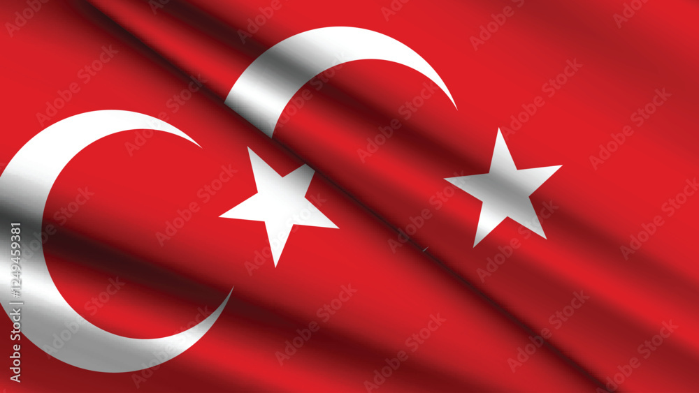 Obraz premium National Background of TURKYIE Featuring Two Wavy Flags