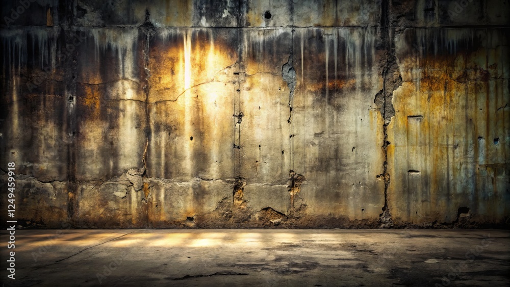 Textured Urban Wall with Grunge, Rust, and Light Reflection Textured Urban Wall with Grunge, Rust, and Light Reflection