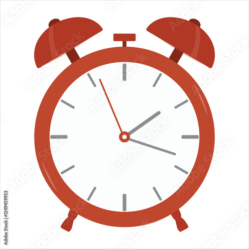 red alarm clock isolated on a white background