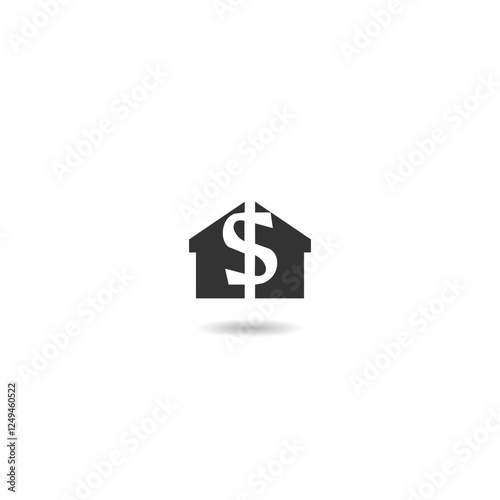 Dollar house icon with shadow