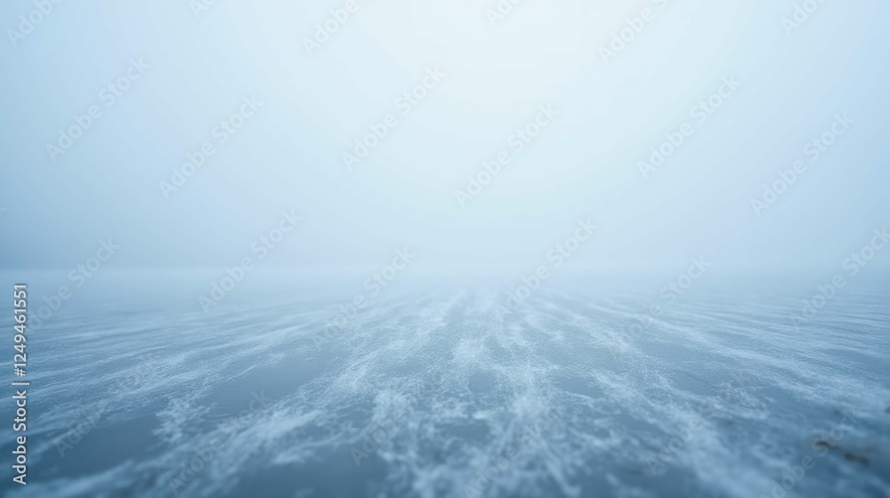 Obraz premium Serene Winter Landscape with Thick Fog Over Frozen Water Surface