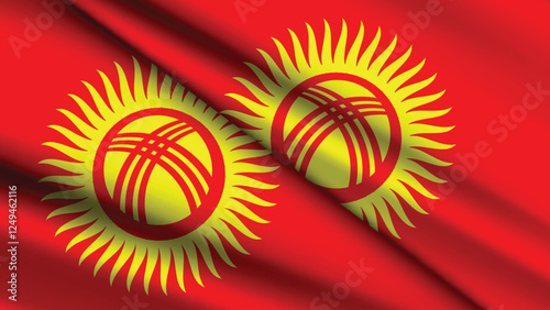 National Background of KYRGYZSTAN Featuring Two Wavy Flags