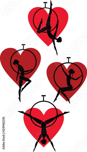 Aerial Hoop Silhouettes vectors