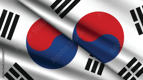 National Background of SOUTH KOREA Featuring Two Wavy Flags