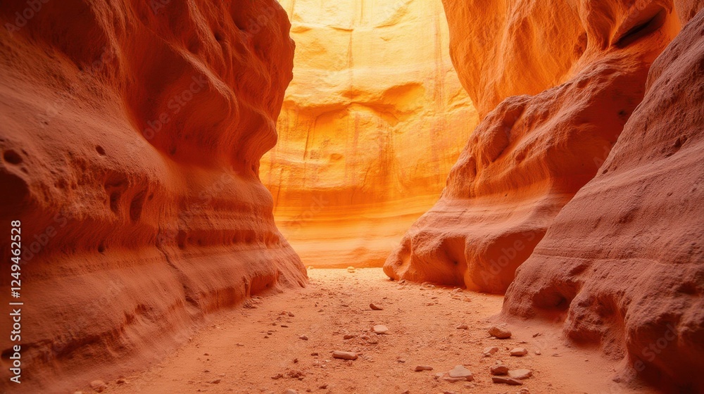 Vibrant Orange Canyon with Smooth Rock Walls and Natural Light Vibrant Orange Canyon with Smooth Rock Walls and Natural Light