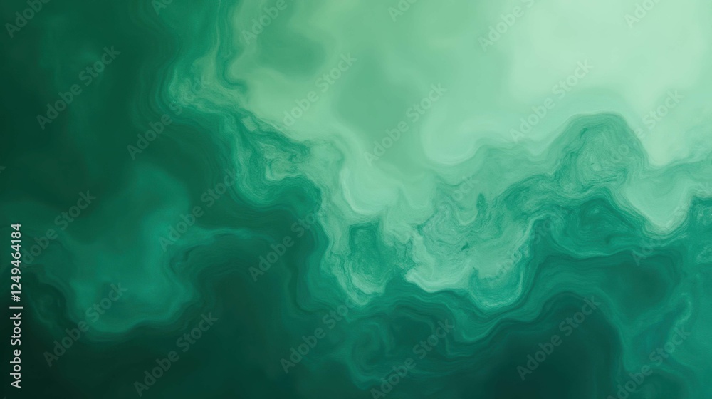 Abstract Green Swirl Design with Soft Flowing Shapes and Patterns