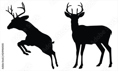 deer silhouette vector set