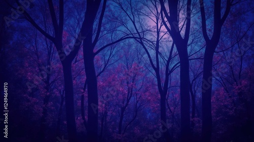 Wallpaper Mural Enchanted Woods Under Moonlight with Purple and Blue Tones Torontodigital.ca