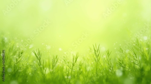 Lush Green Grass Blades with Soft Lighting Background Nature Scene