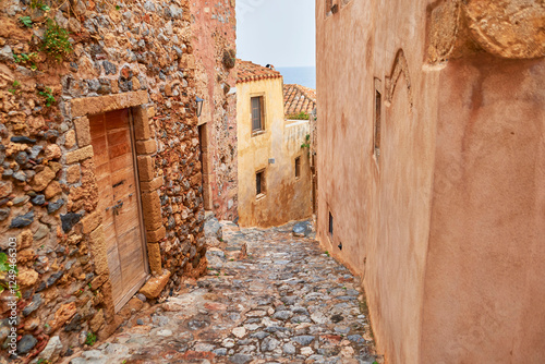 narrow street in old town of Monemvasia