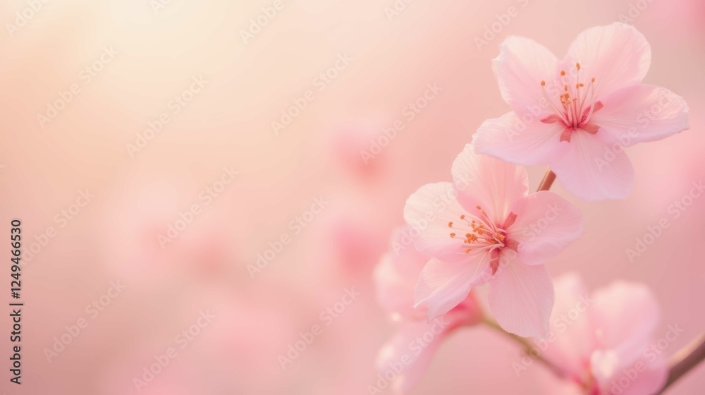 Delicate Pink Cherry Blossom Petals in Soft Natural Light Delicate Pink Cherry Blossom Petals in Soft Natural Light