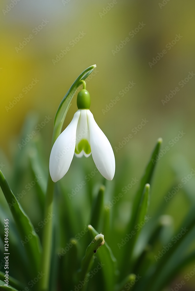 White snowdrop blooming in a sunny spring garden. White snowdrop blooming in a sunny spring garden.