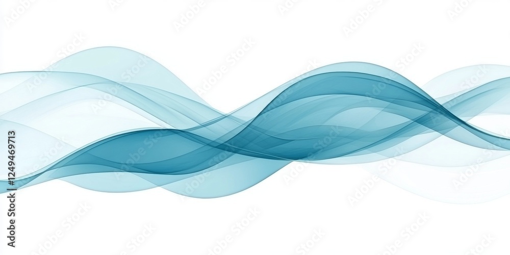 Abstract Blue Wave Design With Flowing Lines, Fluid Shapes, Dynamic Curves On A White Background Abstract Blue Wave Design With Flowing Lines, Fluid Shapes, Dynamic Curves On A White Background
