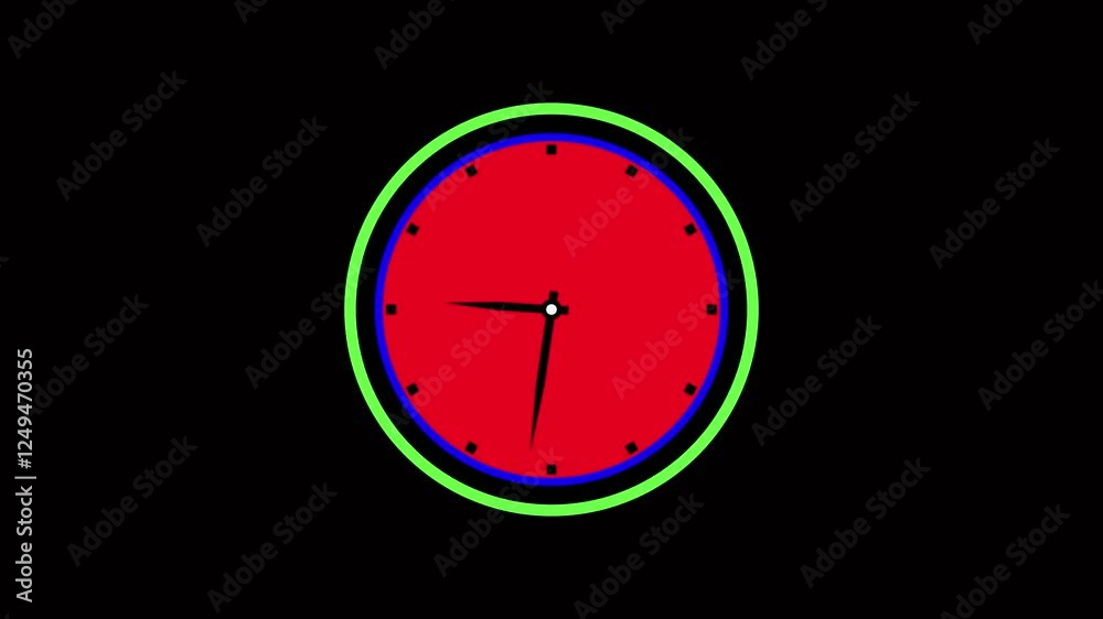 simple clock icon animation on black background .Abstract very nice new analog clock icon animation. clock icon Countdown 24 Hour Day Fast Speed..