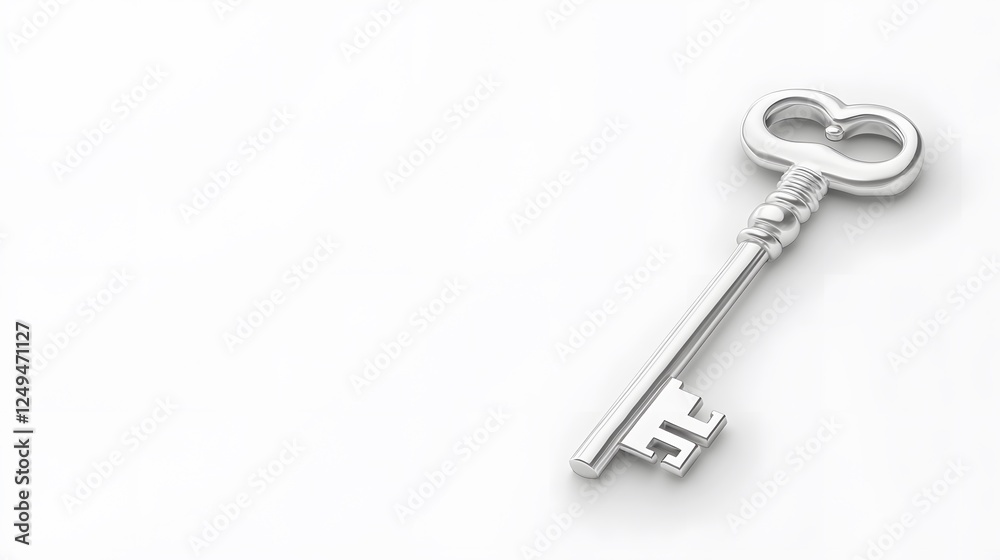 A detailed skeleton key, clean white background, transparent isolate A detailed skeleton key, clean white background, transparent isolate