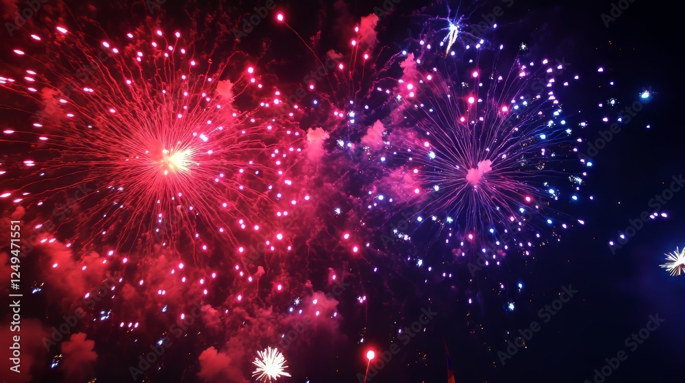 Obraz premium Fireworks in Moscow for events like City Day, Victory Day (May 9), and the Circle of Light festival