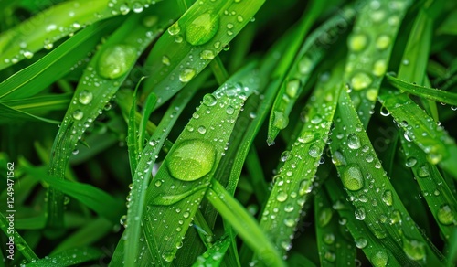 abstract glass field meadow water drop wet dew morning leaf leave macro shot large freshness glowing photo