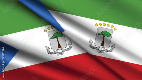 National Background of EQUATORIAL GUINEA Featuring Two Wavy Flags