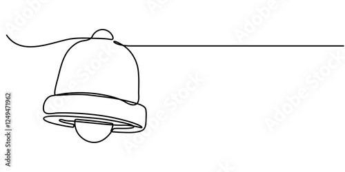Notification Icon Continuous Line Art Illustration, Security Alert Continuous Line Editable Stroke Line, notification icon continuous one line drawing, Bell icon continuous line vector drawing.