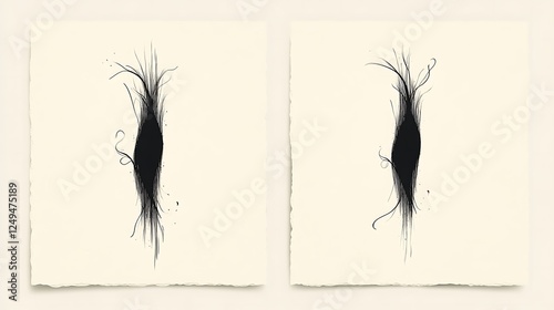 Abstract Ink Drawings On Textured Paper