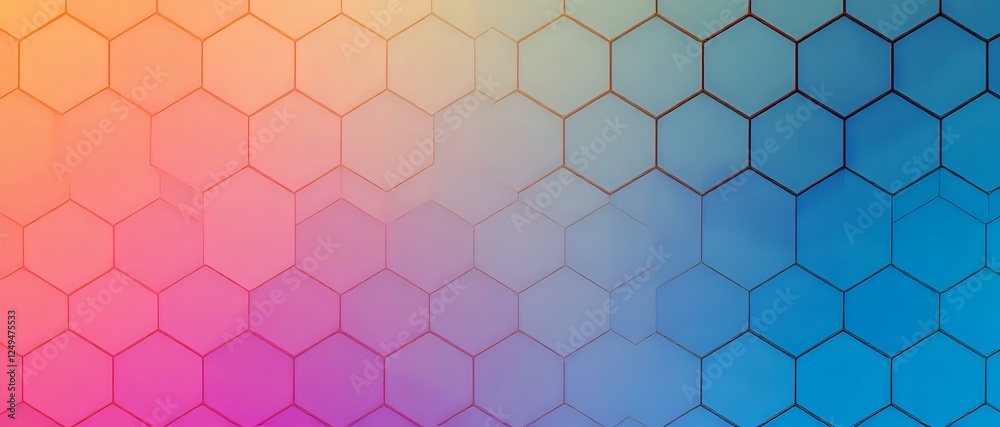 Naklejka premium Vibrant Gradient Abstract Hexagon Tile Design