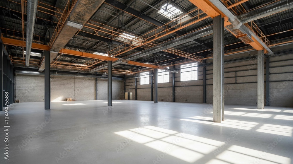 Spacious Industrial Warehouse Interior with Natural Light and Modern Design Spacious Industrial Warehouse Interior with Natural Light and Modern Design