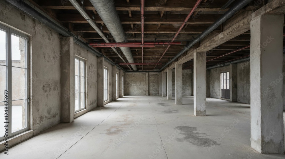 Spacious Empty Industrial Loft with Exposed Brick and Beams Spacious Empty Industrial Loft with Exposed Brick and Beams