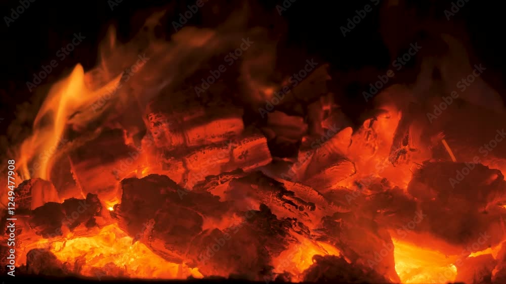 A close-up of glowing embers in a fireplace, radiating warmth and light, perfect for a cozy evening spent indoors on a chilly night. A close-up of glowing embers in a fireplace, radiating warmth and light, perfect for a cozy evening spent indoors on a chilly night.