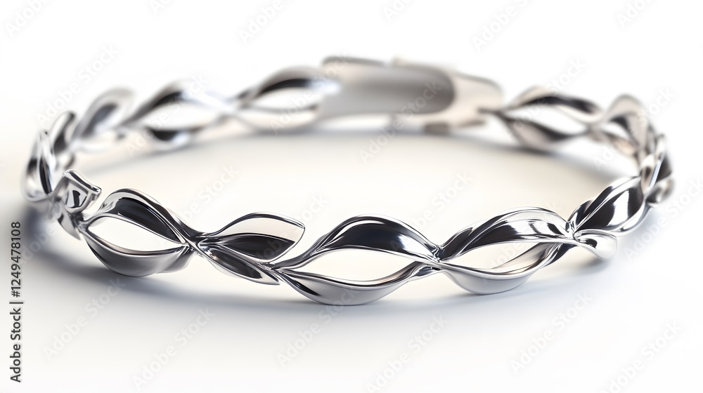 Naklejka premium A delicate silver bracelet, clean white background, transparent isolate