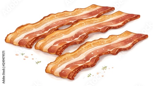 An appetizing illustration of three strips of bacon. 