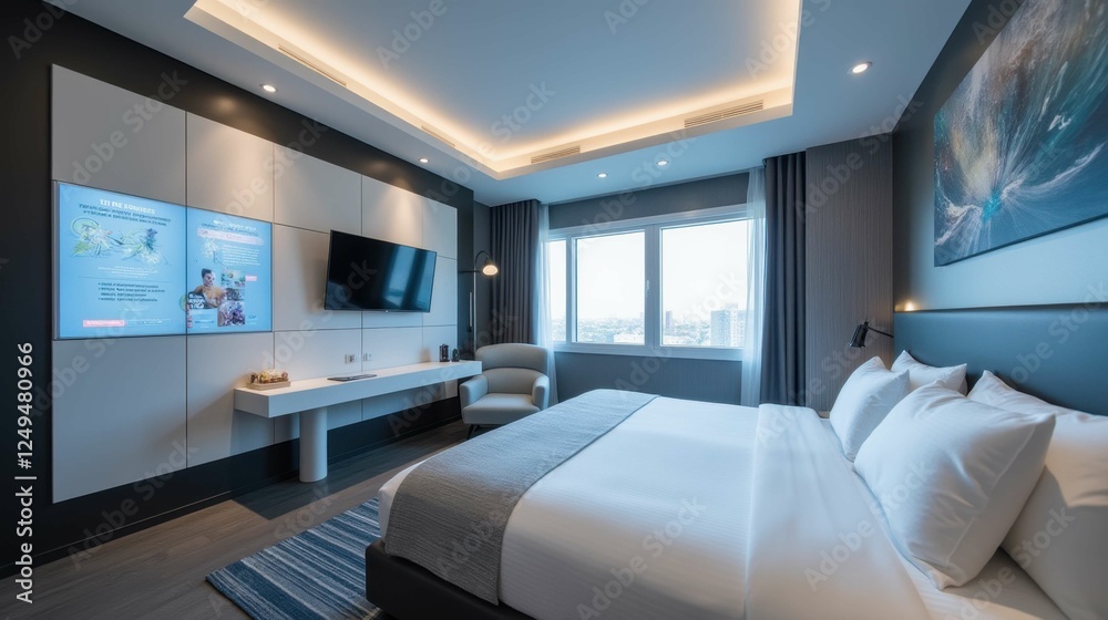 Modern Hotel Room with Elegant Design and Comfortable Atmosphere