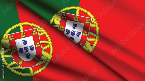 National Background of PORTUGAL Featuring Two Wavy Flags