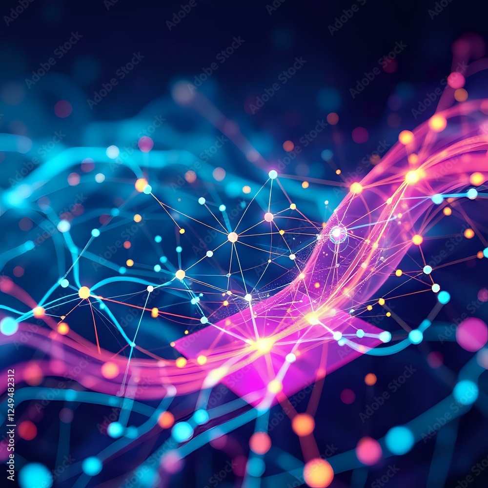 Obraz premium Abstract Neural Network Digital Art | Futuristic Node Patterns