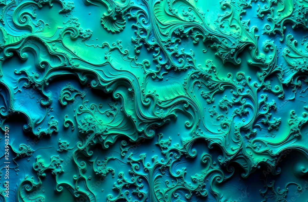 Abstract Ocean Wave Design with Rich Blue-Green Hues Abstract Ocean Wave Design with Rich Blue-Green Hues
