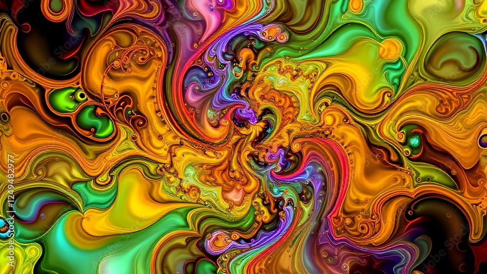 Vibrant Fractal Abstract Art with Dynamic Color Flow