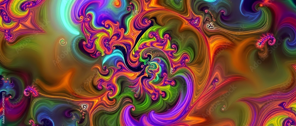 Vibrant Cosmic Abstract Art with Swirling Shapes Vibrant Cosmic Abstract Art with Swirling Shapes