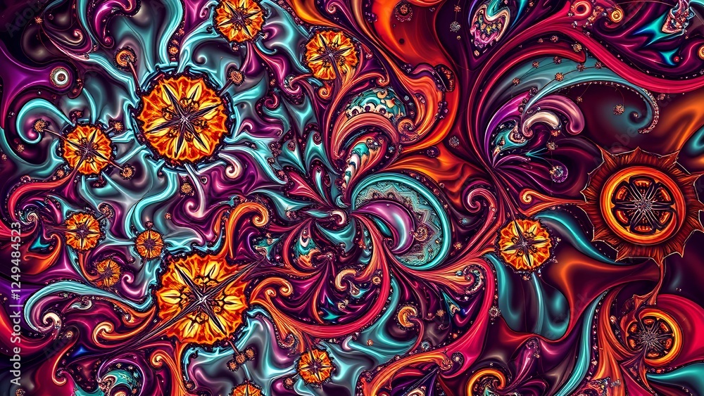 Vibrant Abstract Art with Swirling Shapes and Bold Colors Vibrant Abstract Art with Swirling Shapes and Bold Colors