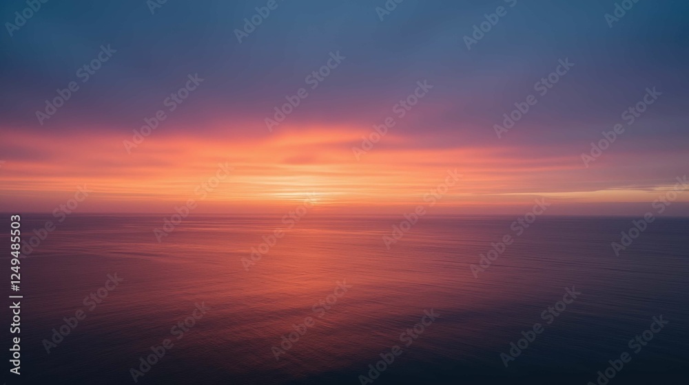 Serene Sunset over Calm Ocean Waters with Colorful Sky Reflection Serene Sunset over Calm Ocean Waters with Colorful Sky Reflection