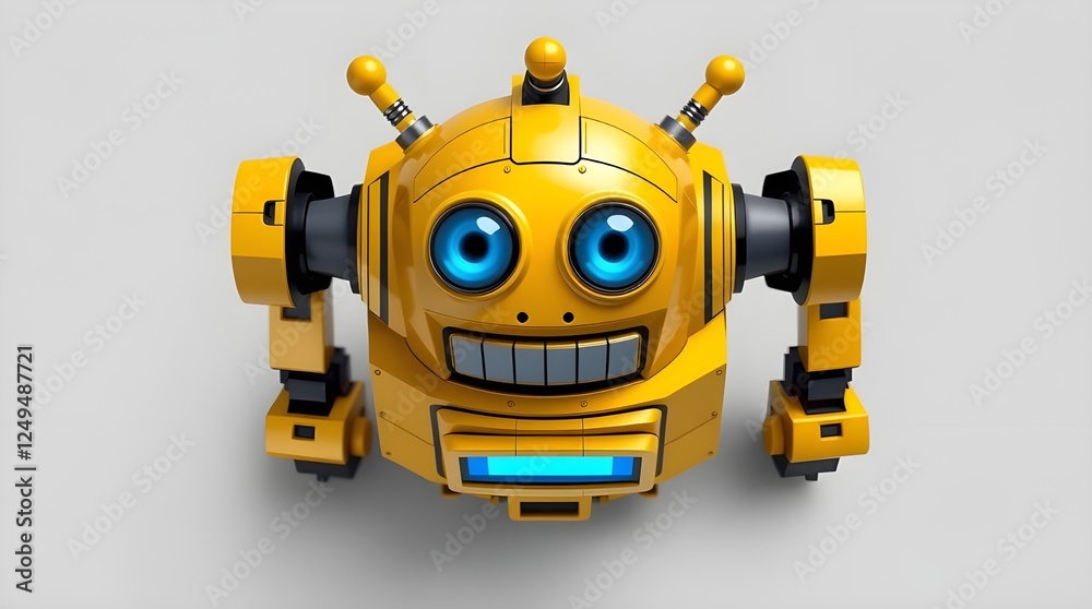 Cute digital robot pointing at copyspace background Cute digital robot pointing at copyspace background