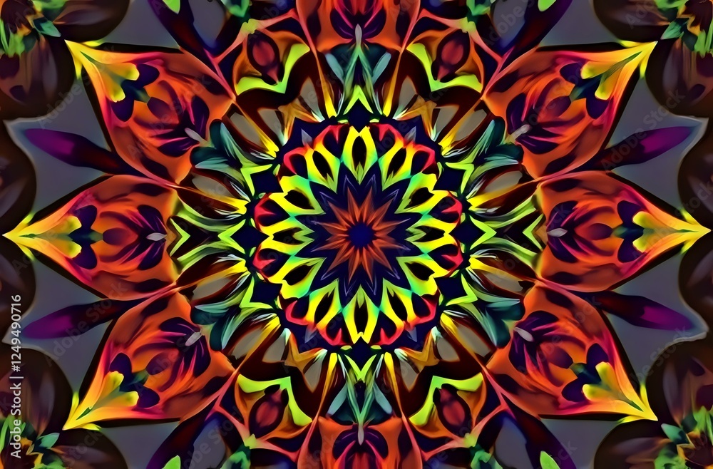 Vibrant Mandala Flower Design with Sacred Geometry Vibrant Mandala Flower Design with Sacred Geometry