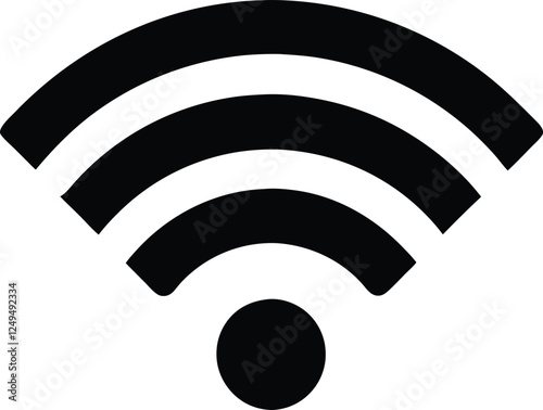 A solid black wifi symbol, perfect for representing connectivity, internet access, and technology.