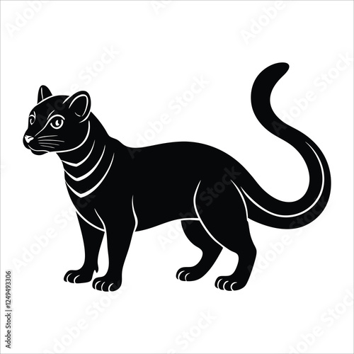 A fossa silhouette illustration on white background.