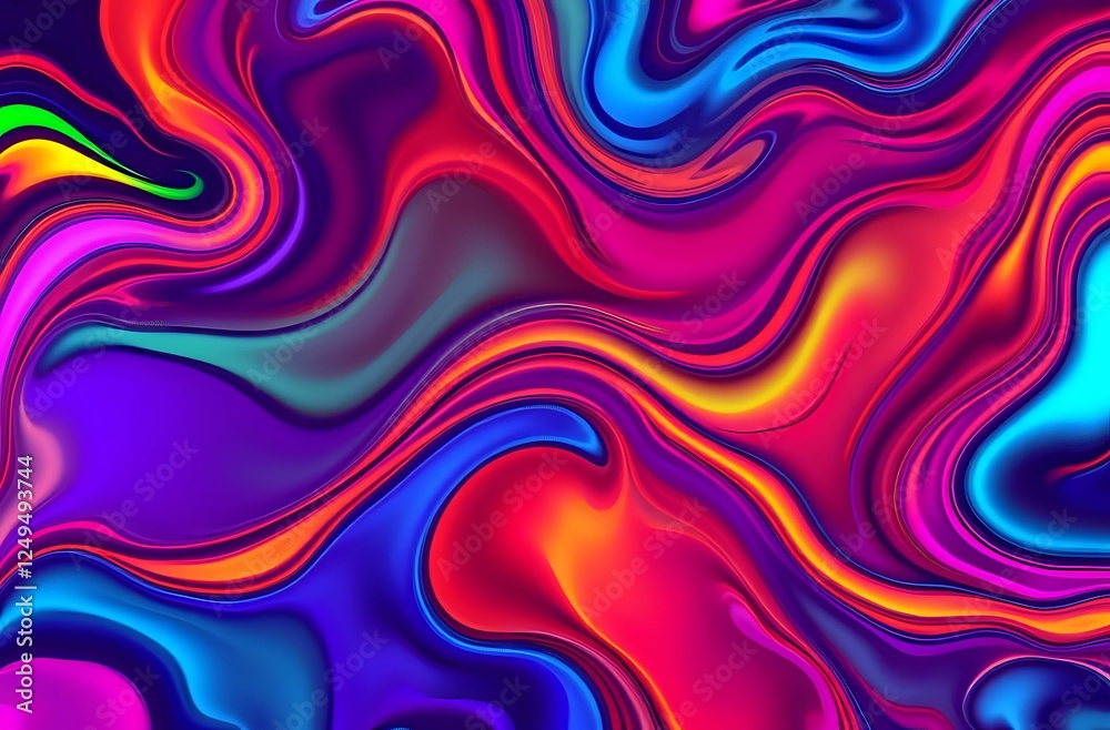 Vibrant Abstract Painting with Swirling Neon Colors Vibrant Abstract Painting with Swirling Neon Colors