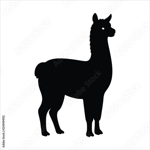 A llama silhouette illustration on white background.
