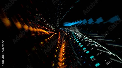 Digital Whirlwind: A Dance of Lights and Geometric Patterns. 4k
