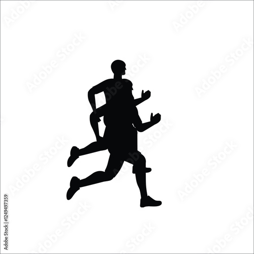 Vector illustration of a running athlete in black shadow