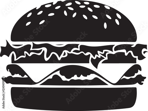 Burger Silhouette isolated on white background
