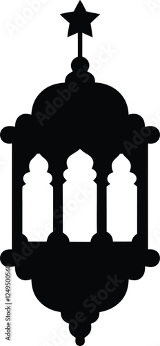 Islamic Lantern Silhouette with Star - Ramadan Decoration
